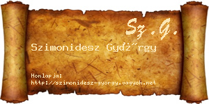 Szimonidesz György névjegykártya